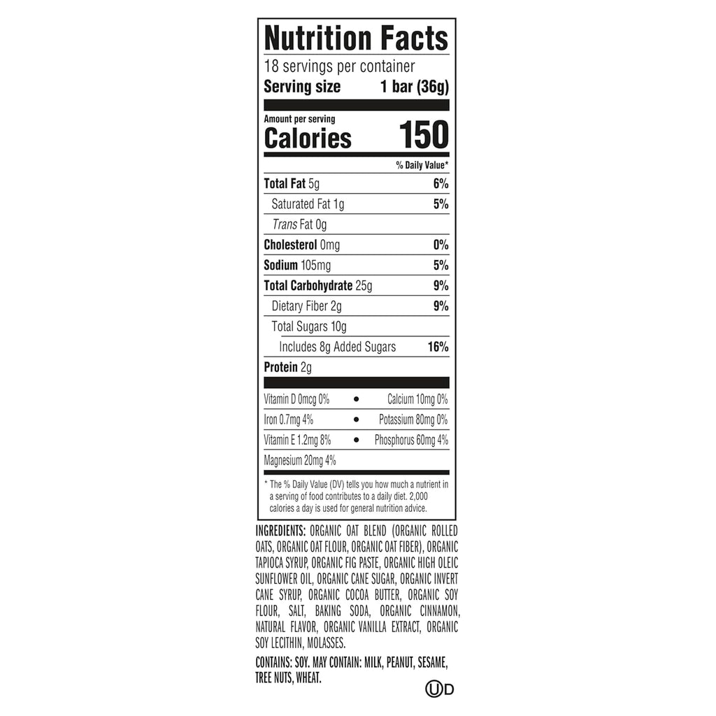 Zbar - Iced Oatmeal Cookie - Soft-Baked Energy Snack Bars - Non-GMO - 12g Whole Grains - USDA Organic Granola Bars (18 Pack)