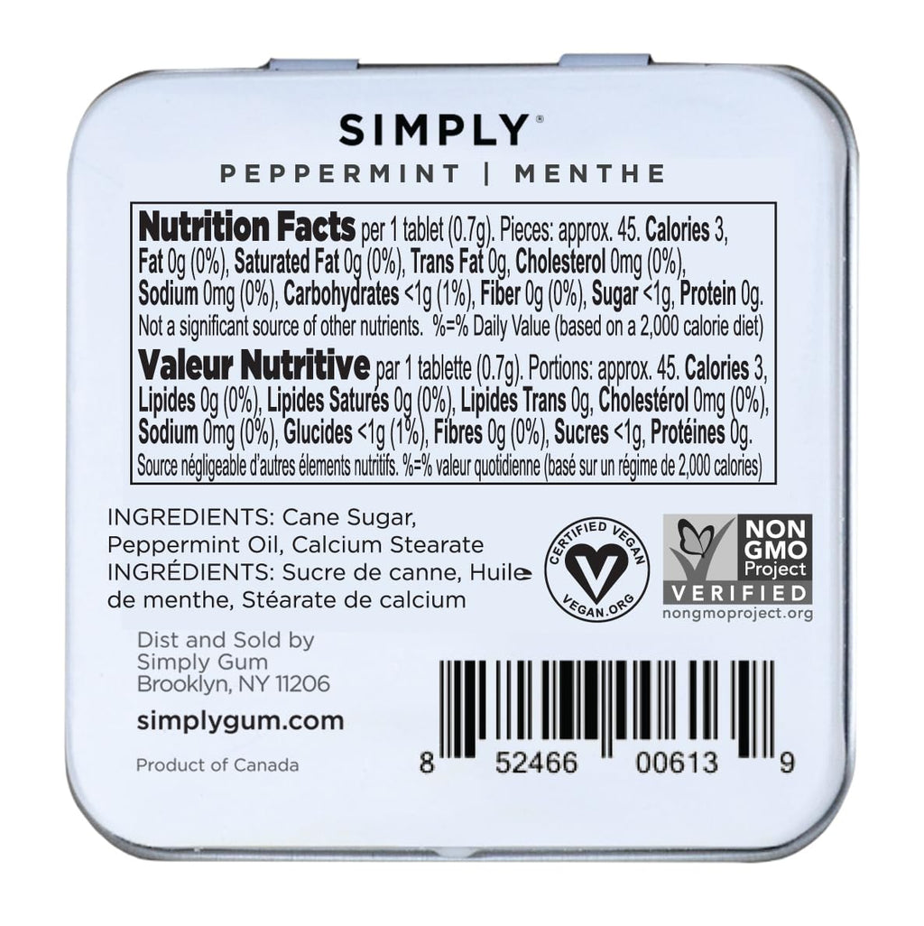 SIMPLY MINTS Natural Peppermint Breath Mints, 6 Pack (180 Pieces), Made With Real Peppermint Oil | Aspartame-Free, Sorbitol-Free, Xylitol-Free, Vegan, Kosher, Non-GMO