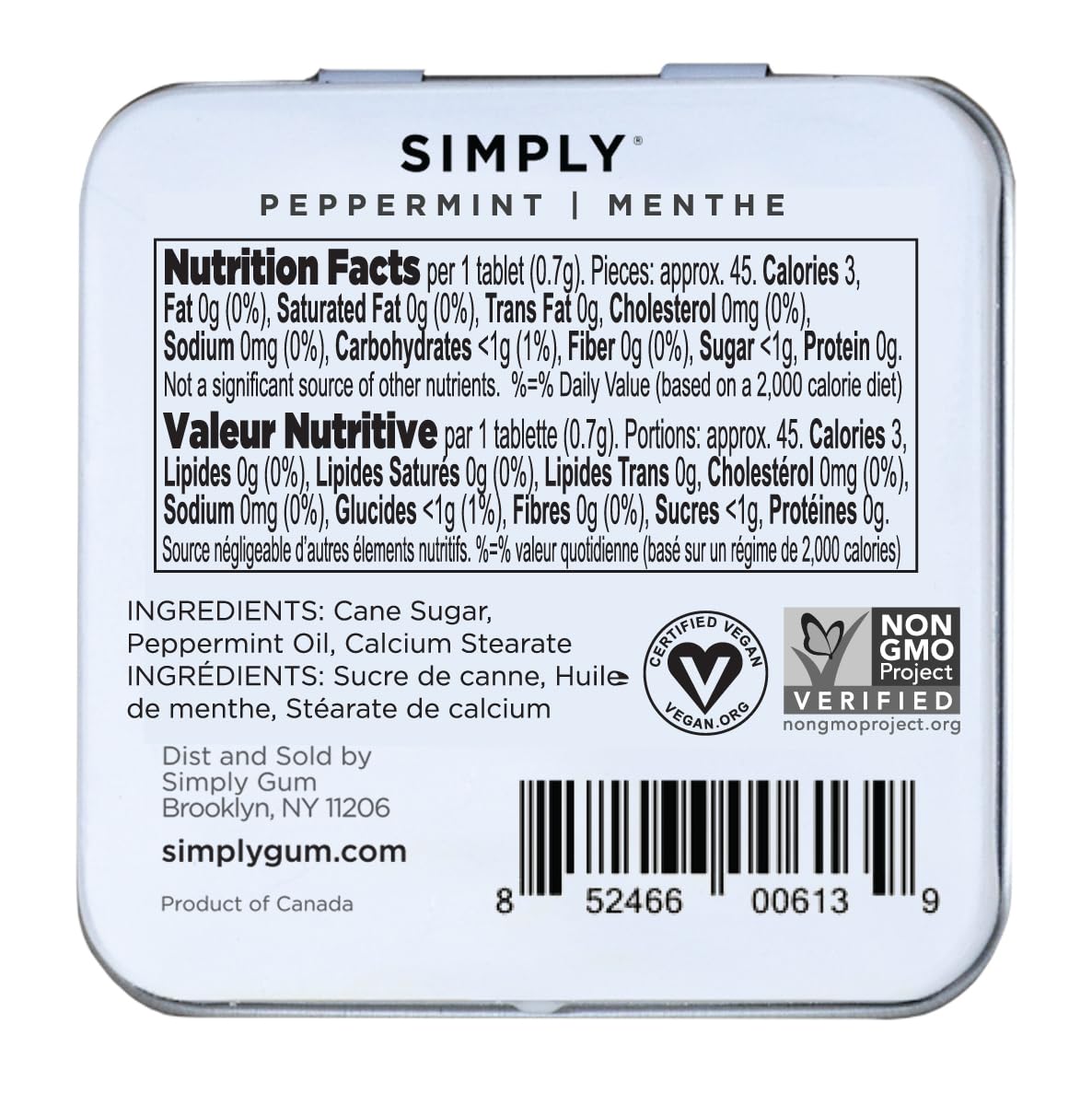 SIMPLY MINTS Natural Peppermint Breath Mints, 6 Pack (180 Pieces), Made With Real Peppermint Oil | Aspartame-Free, Sorbitol-Free, Xylitol-Free, Vegan, Kosher, Non-GMO