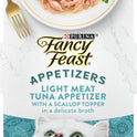 Purina Fancy Feast Appetizers Lickable Grain Free Wet Cat Food Topper Light Meat Tuna Appetizer with Scallop - (Pack of 10) 1.1 oz. Trays