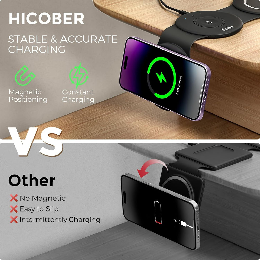 3 in 1 Charging Station for Apple Multiple Devices, Foldable Travel Wireless Charger 18W for iPhone Air 17 16 15 14 13 Pro Max Plus &Apple Watch Series/Airpods