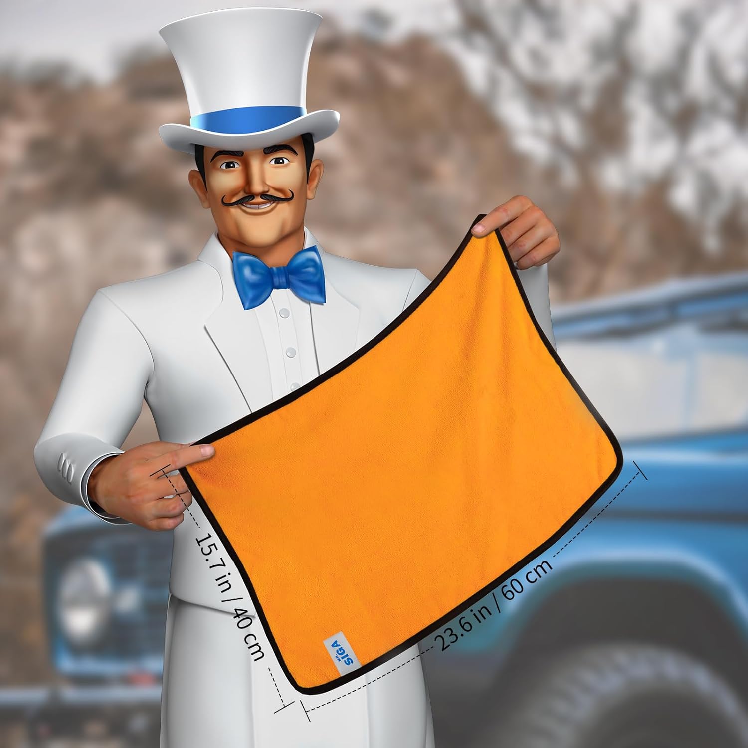 MR.SIGA Professional Premium Microfiber Towels for Cars, Dual-Sided Car Washing and Detailing Towels, Gold, 15.7 x 23.6 inch, 6 Pack