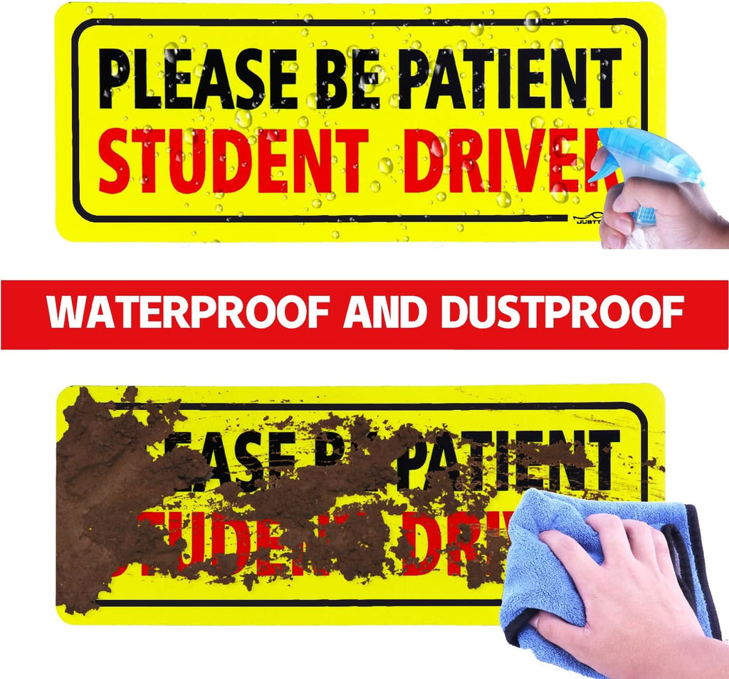 JUSTTOP 3pcs Student Driver Magnet for Car, Please Be Patient Student Driver, New Drivers Sticker Safety Warning, Magnetic Reflective Rookie Driver Bumper Sticker (Black&Red)