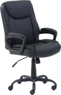 Puresoft PU Padded Mid-Back Height Adjustable Office Computer Desk Chair with Armrest, 26"D x 23.75"W x 42"H, Black
