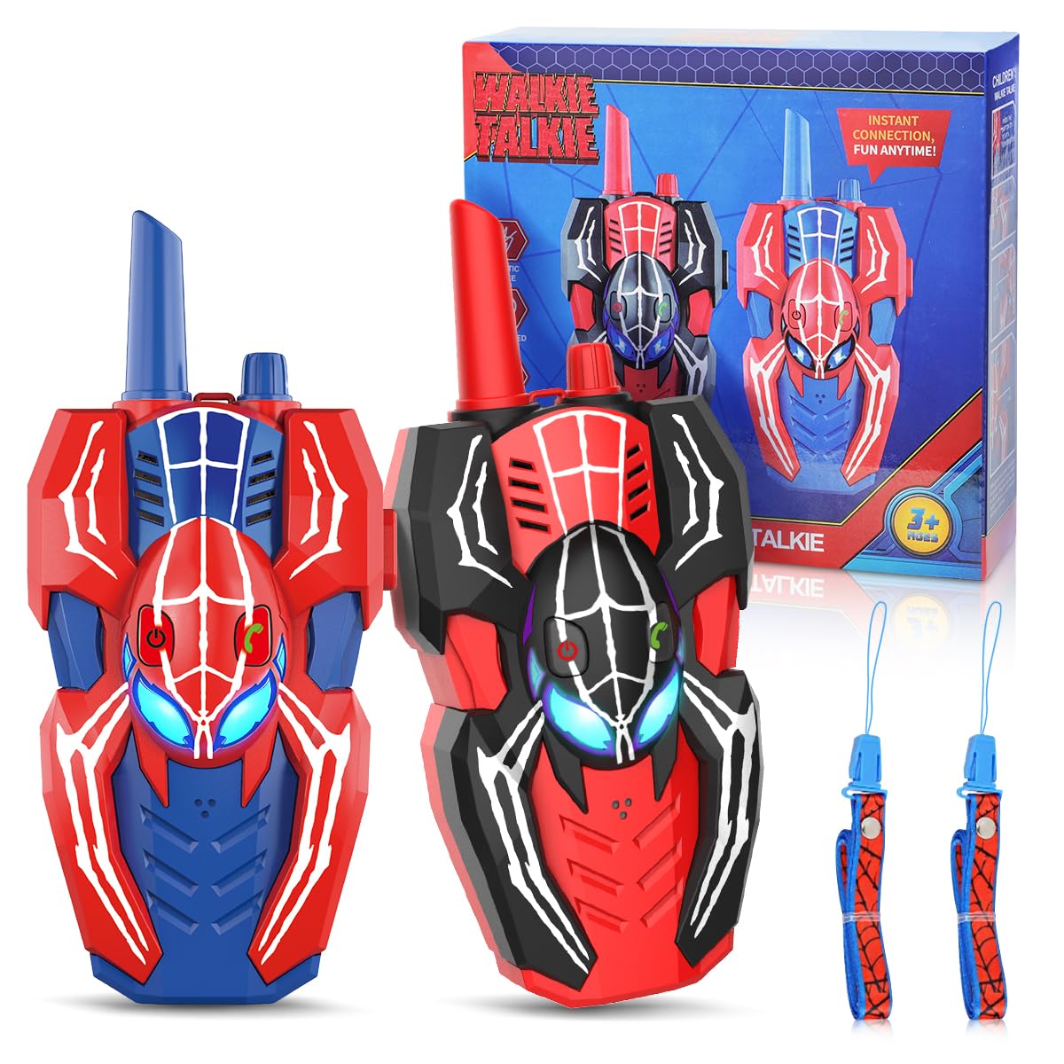Spider Hero Walkie Talkies for Kids – 2 Pack Indoor & Outdoor Toys for Boys Ages 3-8, Birthday Gift for Children, Fun Two-Way Radios for Playtime & Adventures