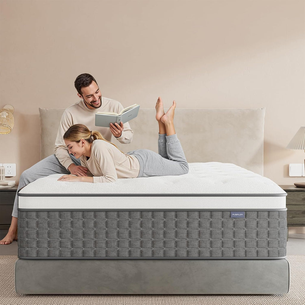 Mattress King Size, Medium Firm 14 Inch Mattresses with Extra Lumbar & Shoulder Support, Hybrid Mattress King with Gel Memory Foam Pain Relief - Fiberglass Free - No Odor - 365 Night Trial