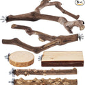 LIMIO 6-Piece Bird Perch Set - Natural Wood Grape Sticks, Paw Grinding Forks, Bird Stand & Toys for Parakeets, Cockatiels, Conure, Budgies