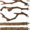 5PCS Bird Perch Stand Natural Wooden Parrot Stand Branch,3 Grape Wood Perch,2 Stand,Paw Grinding Fork Parakeet Chewing Stick Exercise Training Branches for Cockatiels,Small Medium Birds