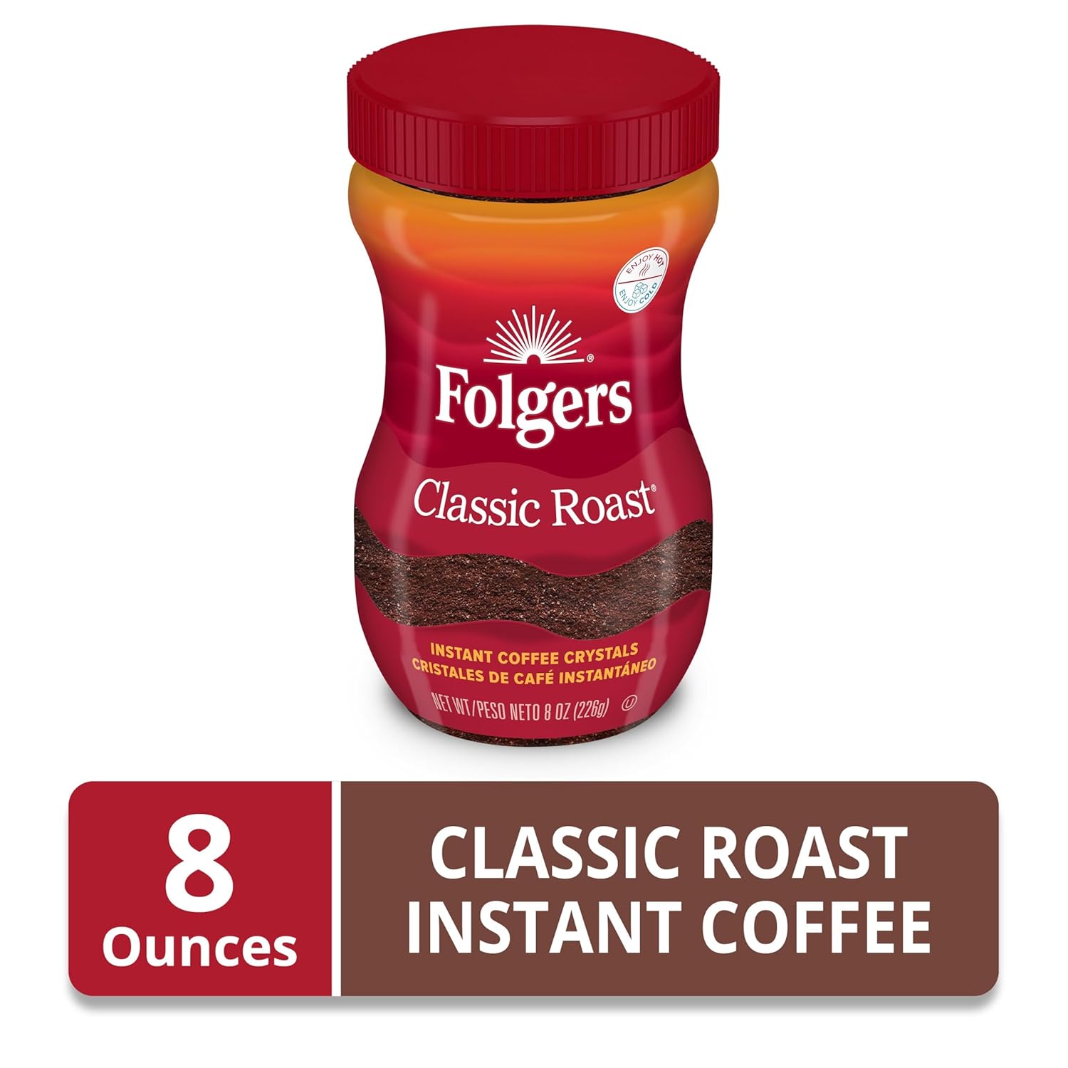 Folgers Classic Roast Instant Coffee, 8 Oz. Jar