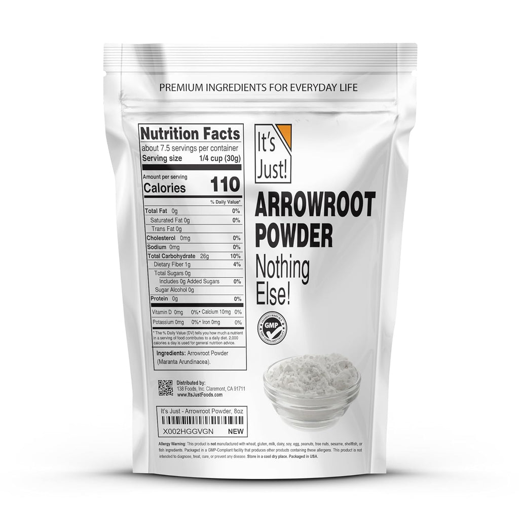 It's Just - Arrowroot Powder, 8oz, Natural Thickener, Gluten-Free, Dairy-Free, Non-GMO, Cornstarch Substitute