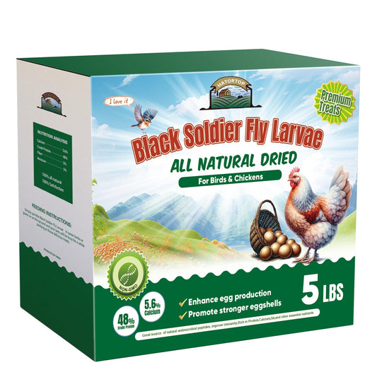 5LB Dried Black Soldier Fly Larvae for Chickens Treats Bulk, Non GMO BSF Larvae 85X More Calcium Than Dried Mealworms for Laying Hens, Chicken Worms for Wild Birds