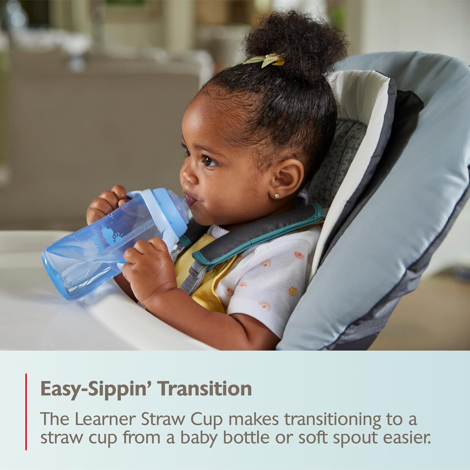 NUK Learner Straw Cup 10oz - Toddler Cup with Soft Straw for Easy Drinking Suitable for Ages 8 Months and Up
