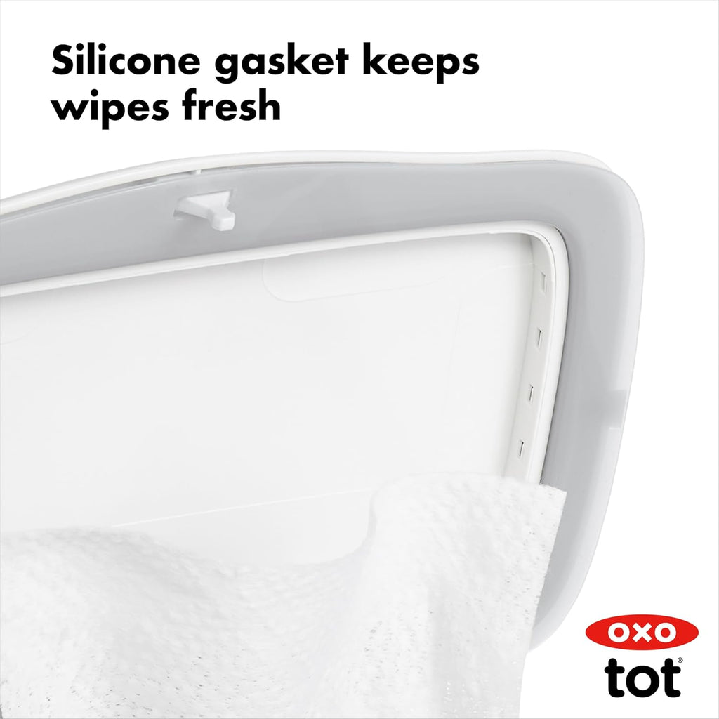 OXO Tot Perfect Pull Baby Wipes Dispenser – One-Handed Wipe Holder, Moisture-Sealed, Refillable