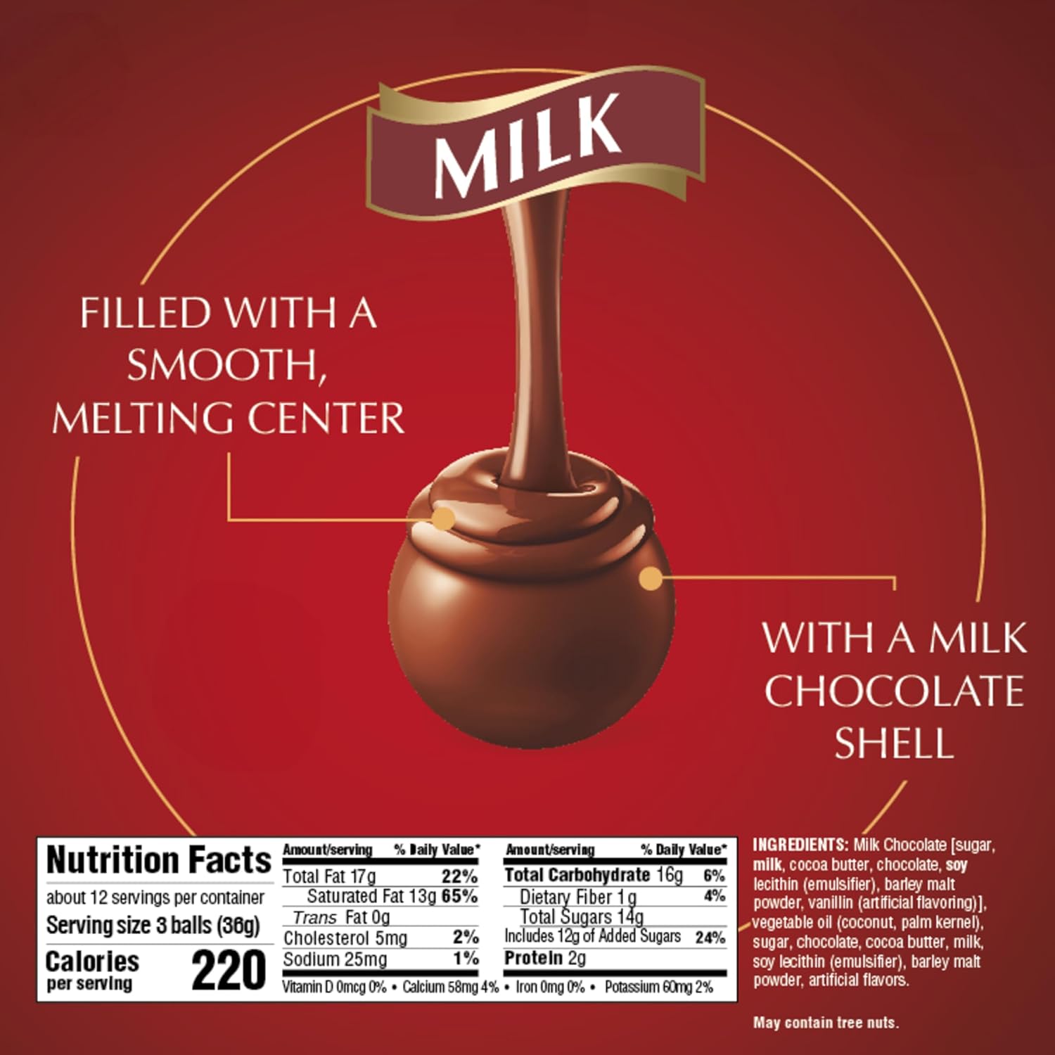 Lindt LINDOR Milk Chocolate Candy Truffles, Milk Chocolate with Melting Truffle Center, 15.2 oz. Bag