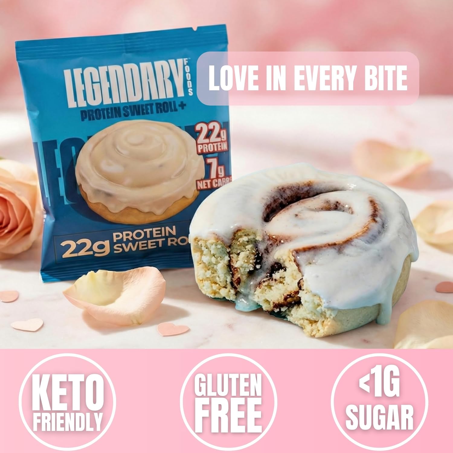 Legendary Foods Cinnamon Roll 22g Protein Bars – Gluten-Free, Low Carb Meal Option – Sweet Zero Sugar Snack, Keto-Friendly – 10-Pack High Protein Pre- or Post-Workout Nutrition Bars