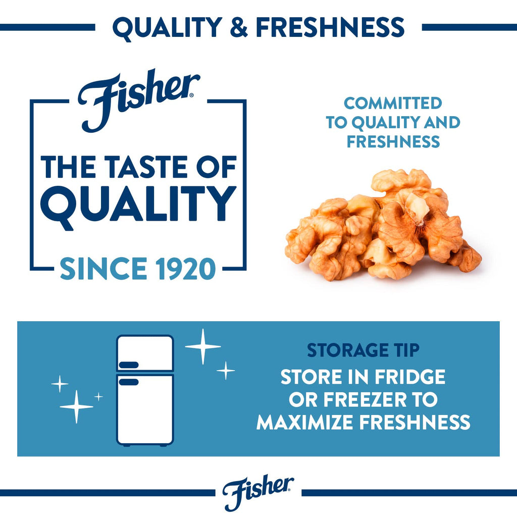 Fisher Chef's Naturals Walnut Halves & Pieces 2 lb, 100% California Unsalted Walnuts for Baking & Cooking, Healthy Snacks for Adults, Resealable Bag, Vegan Protein, Keto Snack, Chopped Nuts, Topping