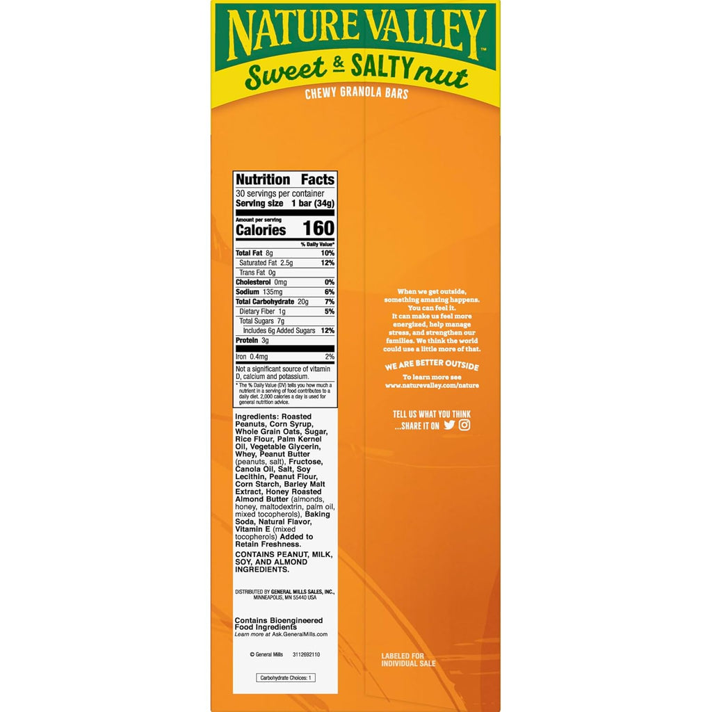 Nature Valley Sweet and Salty Granola Bars, Peanut, 30 Bars, 36 OZ