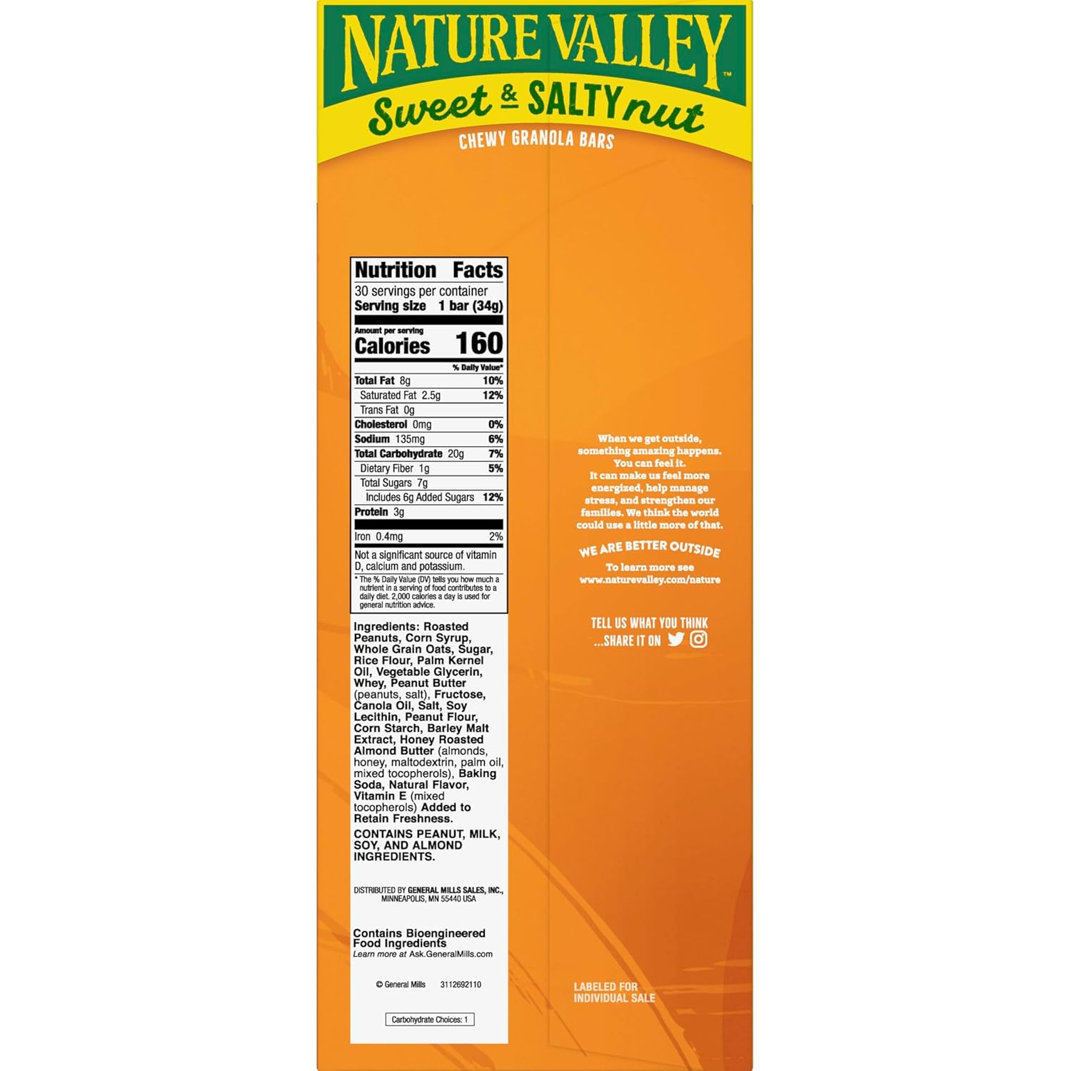 Nature Valley Sweet and Salty Granola Bars, Peanut, 30 Bars, 36 OZ