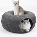 Cat Caves for Indoor Cats, Large Cat Tunnel for Multiple & Large Cats, Scratch Detachable Peekaboo Cat Cave Bed, Kitten Donut Kitty Hideaway Up to 45 Lbs