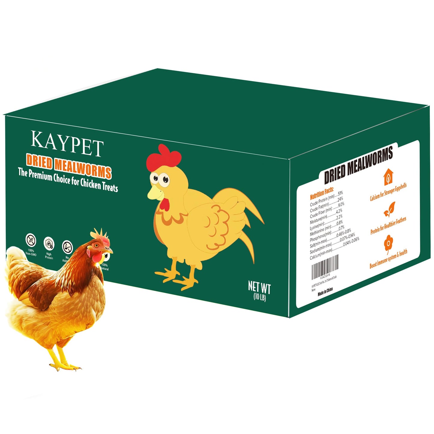 Dried Mealworms 10LB Pure Natural Non-GMO Mealworms for Chicken Ducks and Wild Birds High Protein Chicken Feed and Bird Food