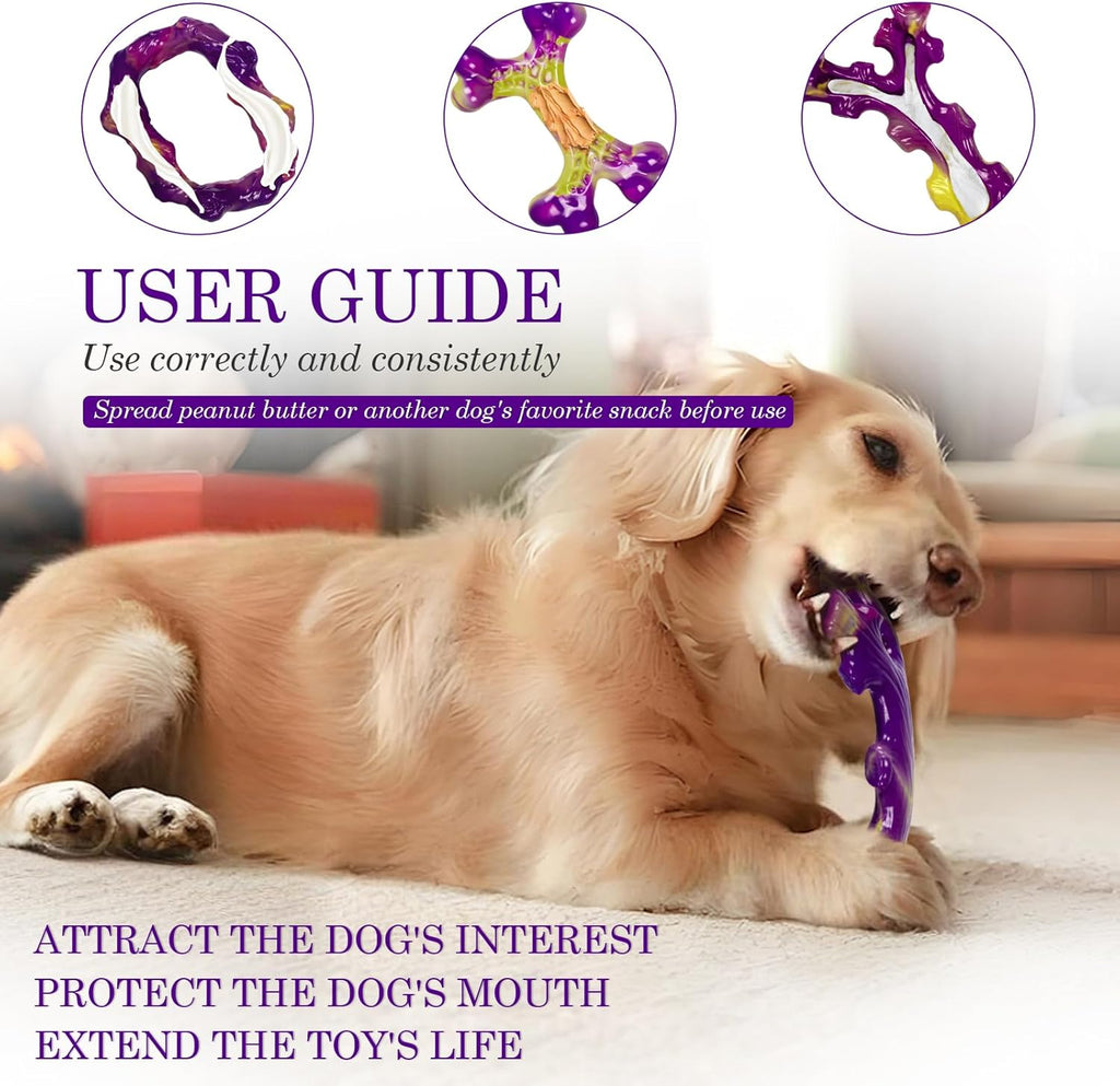 Tough Dog Toys for Aggressive Chewers 3 Pack, Indestructible Dog Toy for Large Dogs, Dog Chew Toys to Keep Them Busy, Dog Bones for 15-100lbs Puppy/Medium/Large Breeds, Interactive Dog Toys