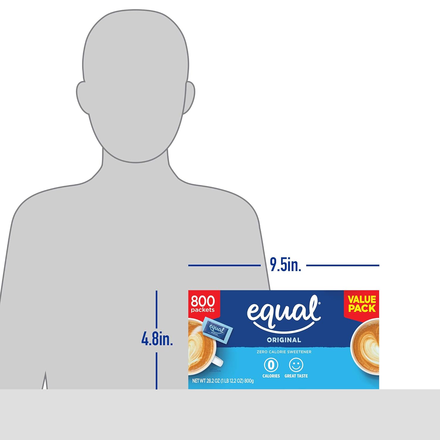 EQUAL 0 Calorie Sweetener, Aspartame and Acesulfame-K Sweetener Packets, Zero Calorie Sugar Alternative, Erythritol Free, 800 Ct (Pack of 1)