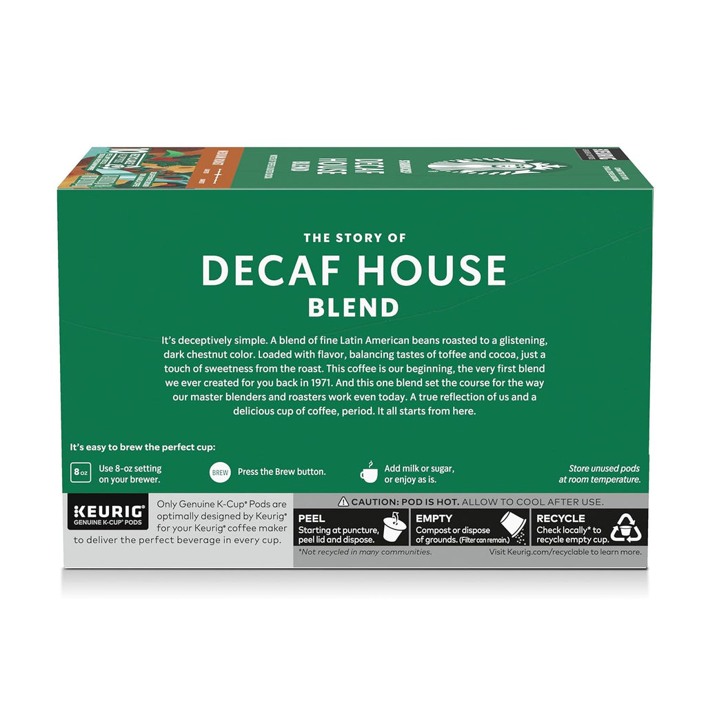 Starbucks K-Cup Coffee Pods, Medium Roast Hot or Iced Coffee, Decaf House Blend, 40 Keurig Pods