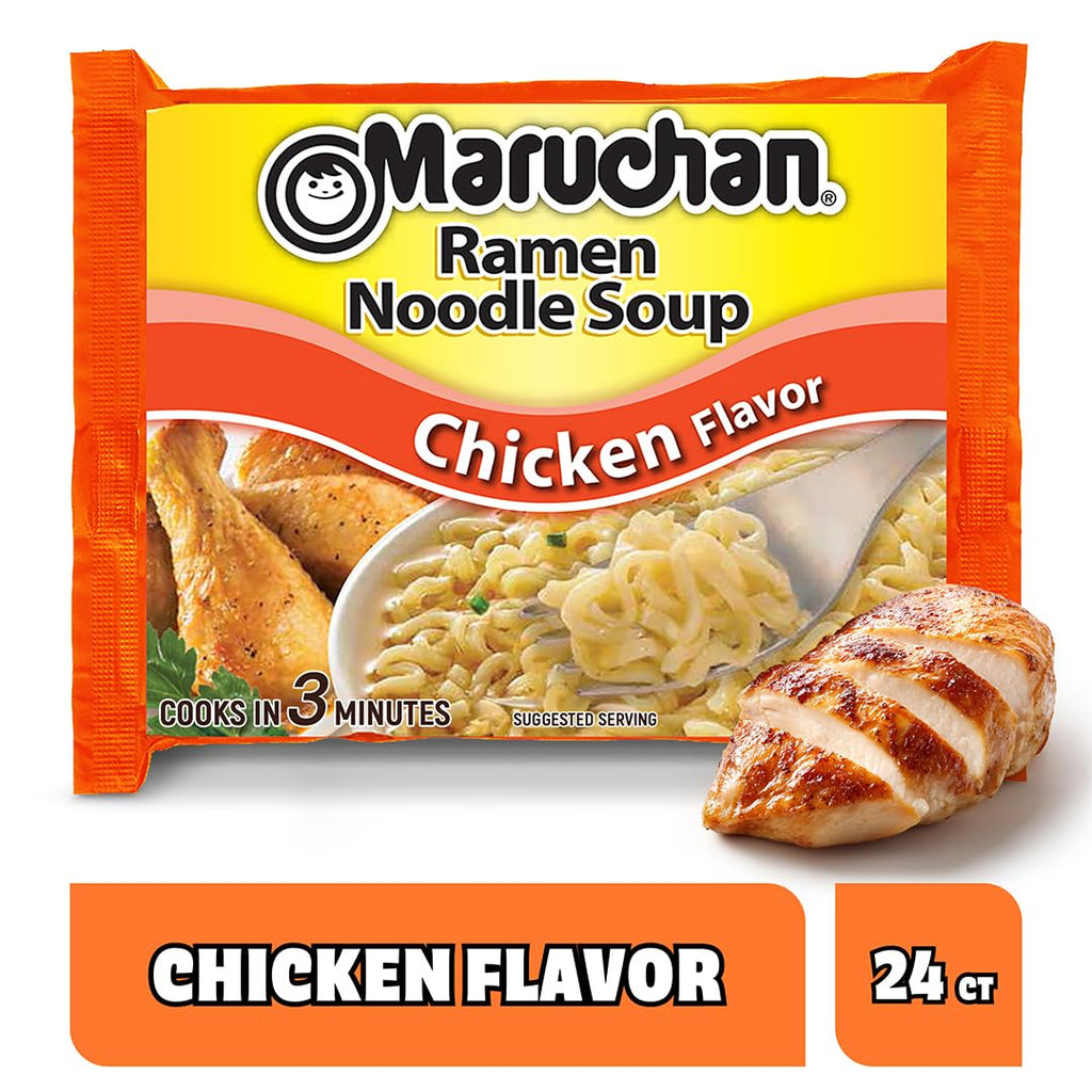 Maruchan Ramen Chicken, Instant Ramen Noodles, Ready to Eat Meals, 3 Oz, 24 Count