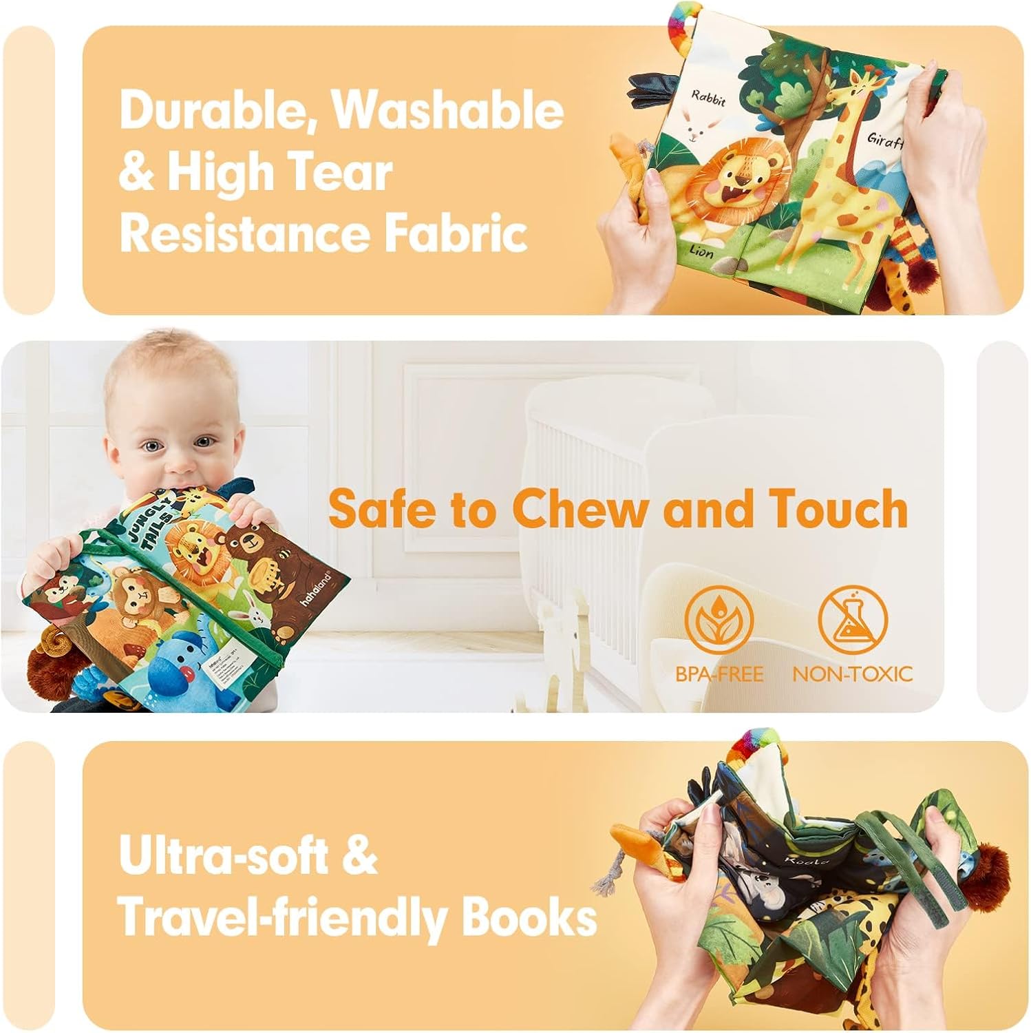 hahaland Baby Books 0-6 Months,Infant Tummy Time Toy Sensory Toys 6 to 12 Months Touch Feel Book Travel Toy Gifts for Boy Girl 0-3 Month Baby Shower Birthday Gifts Stocking Stuffers (Single)