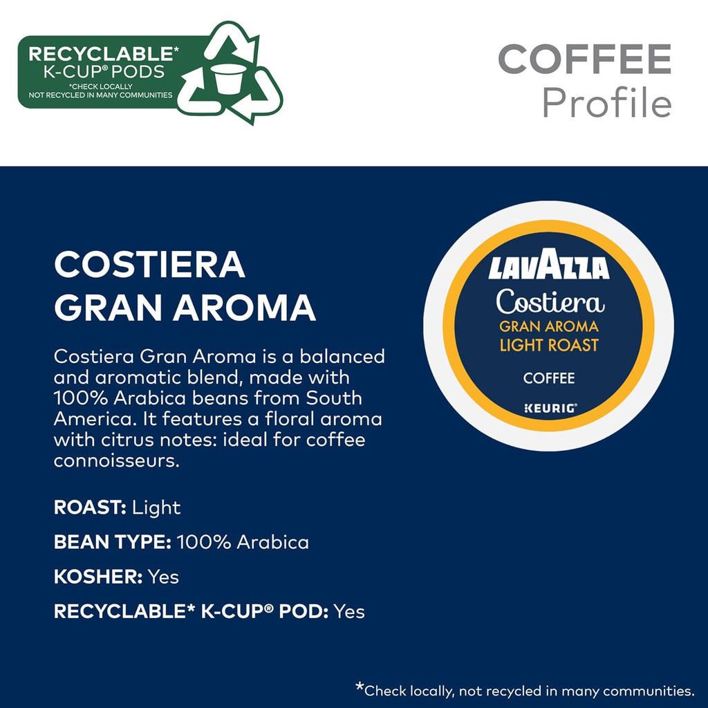 Lavazza Favorites Collection Variety Pack, Single Serve Keurig® K-Cup® Pods, Light and Medium Roast Coffees, 64-Count Box