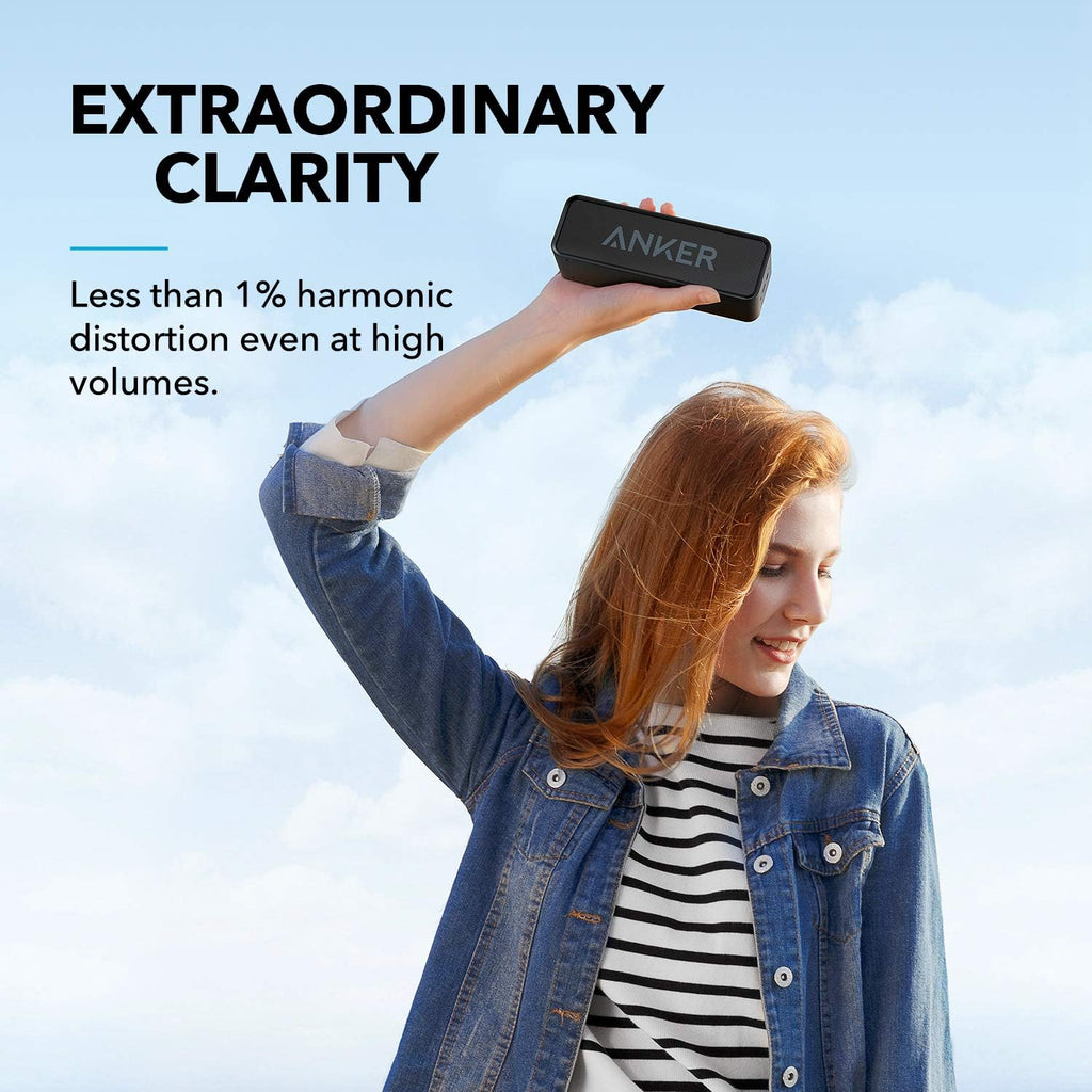 Anker Soundcore Upgraded Bluetooth Speaker with IPX5 Waterproof, Stereo Sound, 24H Playtime, Portable Wireless Speaker for iPhone, Samsung and More (Black)
