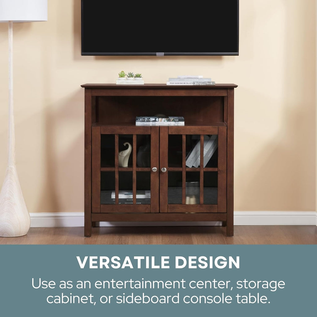 Convenience Concepts Big Sur Highboy TV Stand 36" - Modern Entertainment Center For TVs up to 40", Storage Cabinet for Dining, Living Room, & Entryway, Console Hall Table with Shelves, Espresso