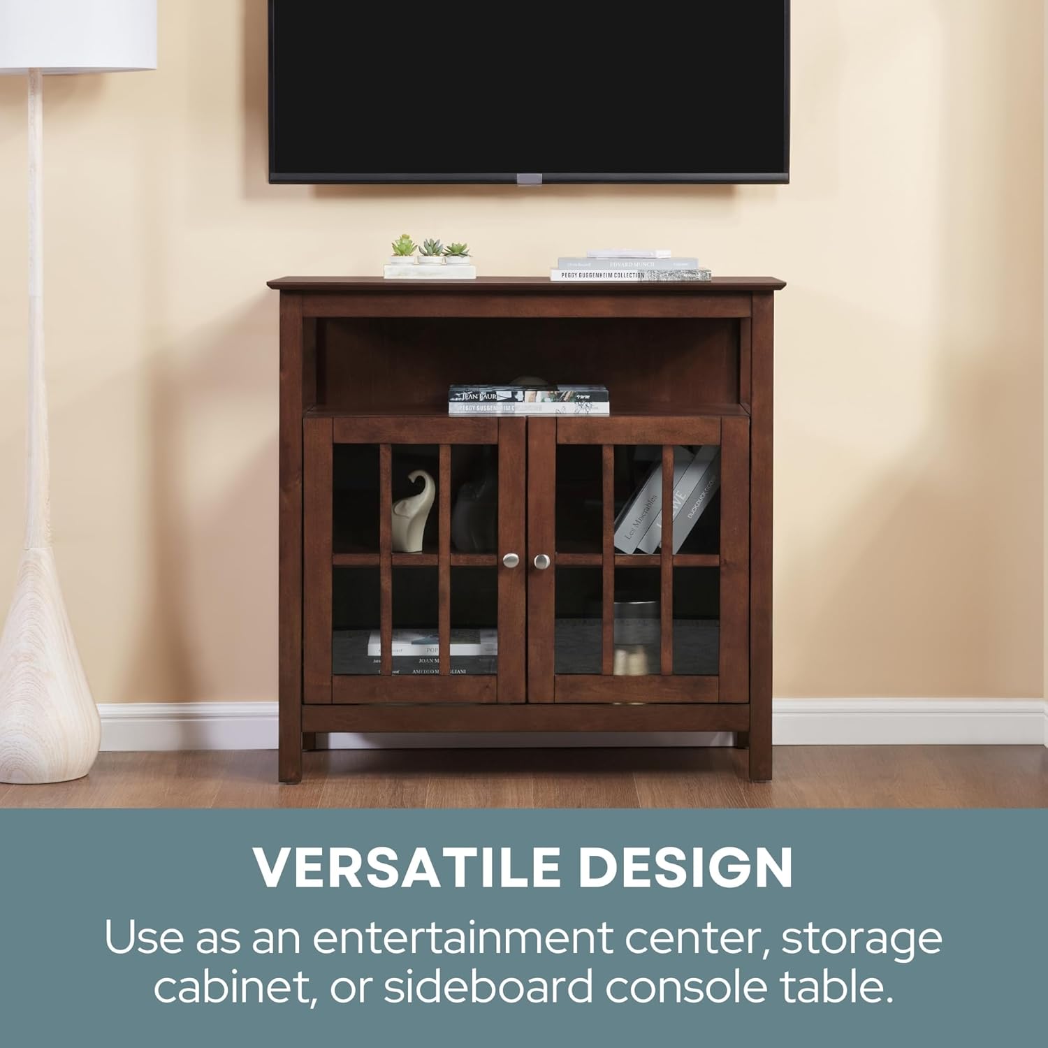 Convenience Concepts Big Sur Highboy TV Stand 36" - Modern Entertainment Center For TVs up to 40", Storage Cabinet for Dining, Living Room, & Entryway, Console Hall Table with Shelves, Espresso