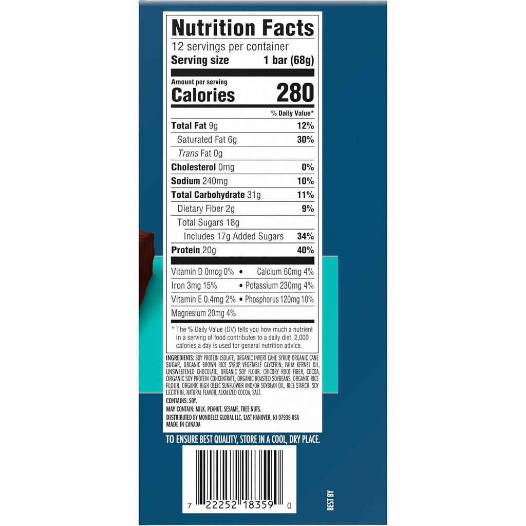 CLIF BUILDERS Protein Bars - Chocolatey Mint - 20g Plant Based Protein - Gluten Free - Non-GMO - Low Glycemic - No Artificial Sweeteners - 2.4 oz. (12 Pack)