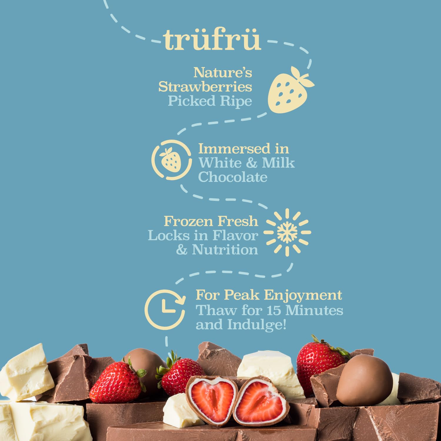 Tru Fru Nature's Strawberries Hyper-Chilled in White & Milk Chocolate, 8 Ounce Bag