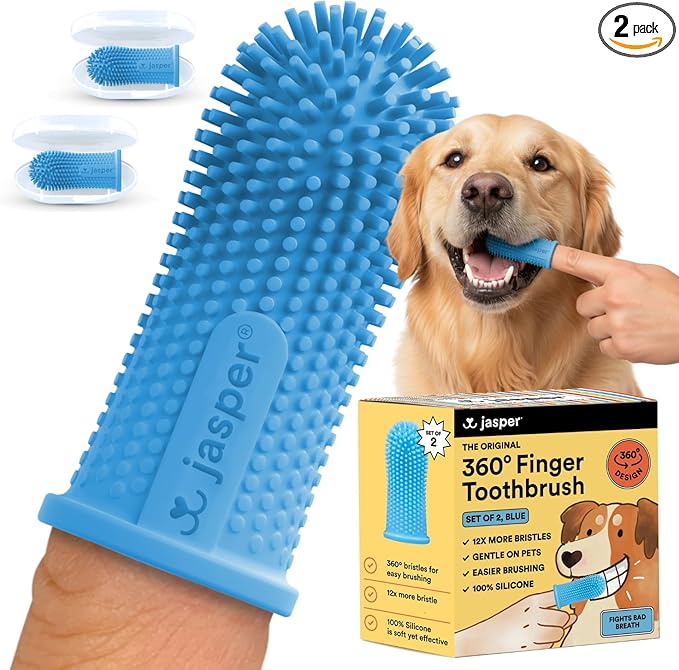 Jasper Dog Toothbrush, 2-Pack, Blue