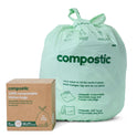 Compostic Compostable Trash Bags, 13 Gallon Tall Kitchen (100 Count) Bulk Pack — Extra Strong, Home Compostable, Plant-Based, Non-Toxic, Unscented Garbage Bags