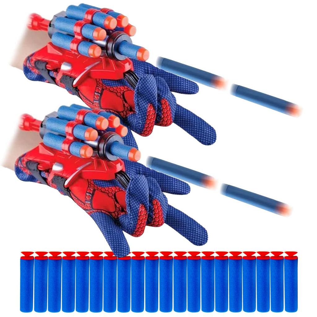 2 Sets Spider Web Shooters for Kids Classroom Prizes Cosplay Launcher Gloves with Wrist Toy Set Hero Webs Shooter for Kids