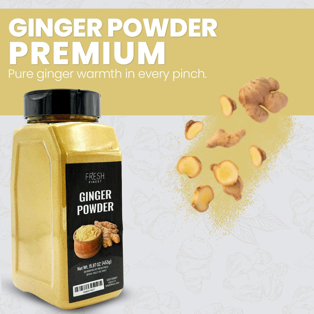 Fresh Finest Ginger Powder - 15.97oz (453G) - Pure Ground Ginger Root for Culinary & Health Benefits, Packed in a Premium Container