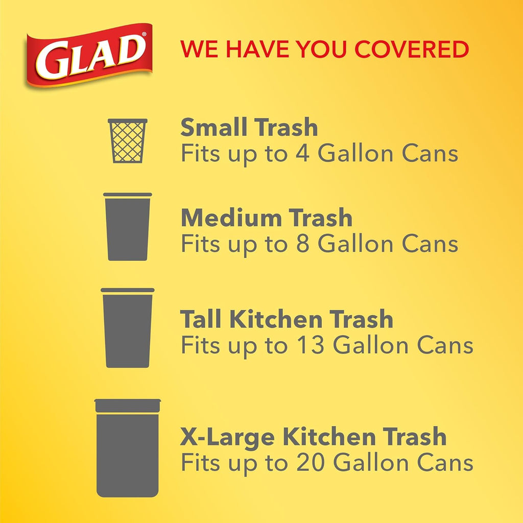 Glad Medium Trash Bags, 8 Gallon, Fragrance Free Garbage Bags With Drawstring, 26 Count