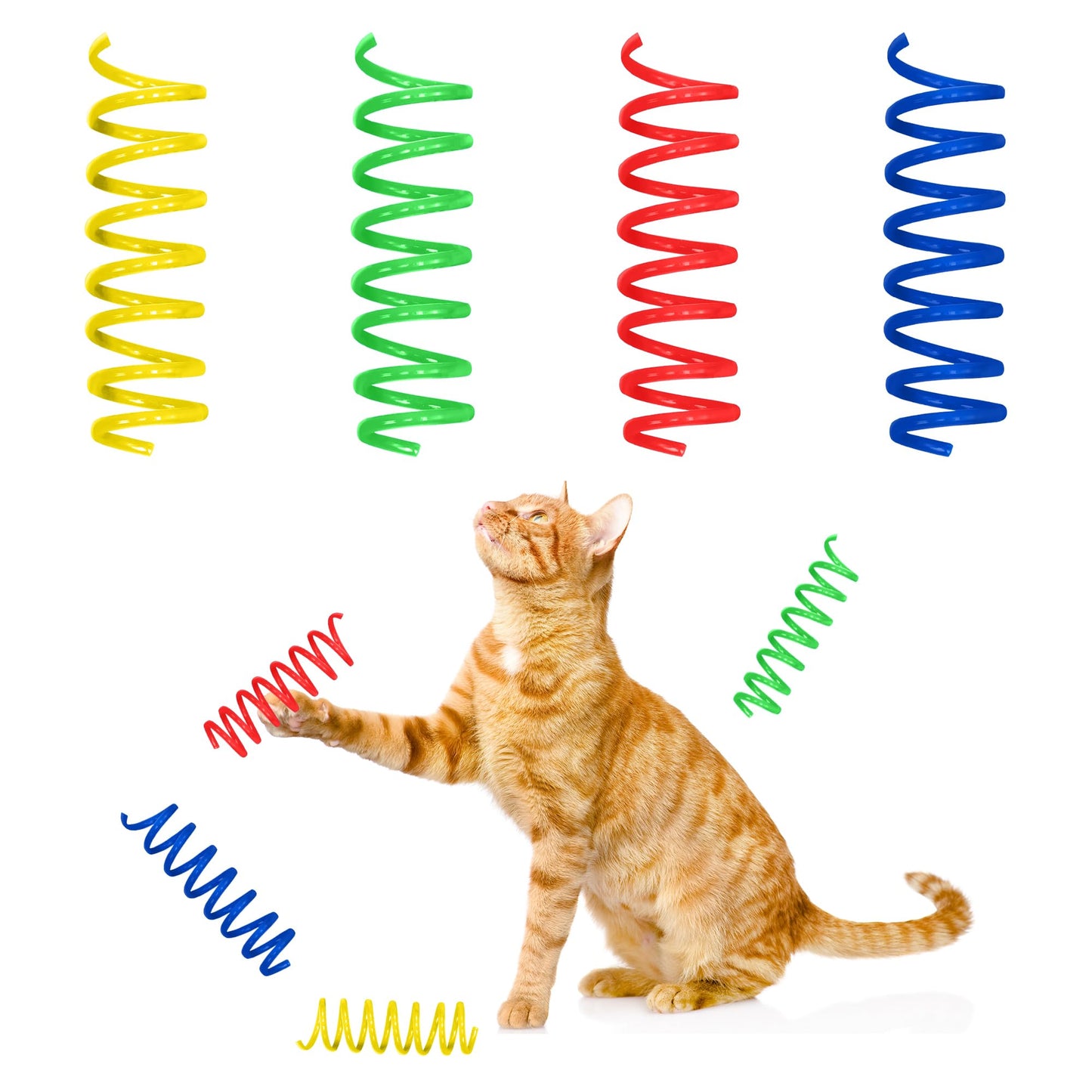 SPOT Colorful Springs Cat Toys – 3" Bouncy Coils for Indoor Cats & Kittens to Swat, Chase & Bite, Safe Lightweight Plastic, Interactive Enrichment Toys, 10-Pack Multi-Color