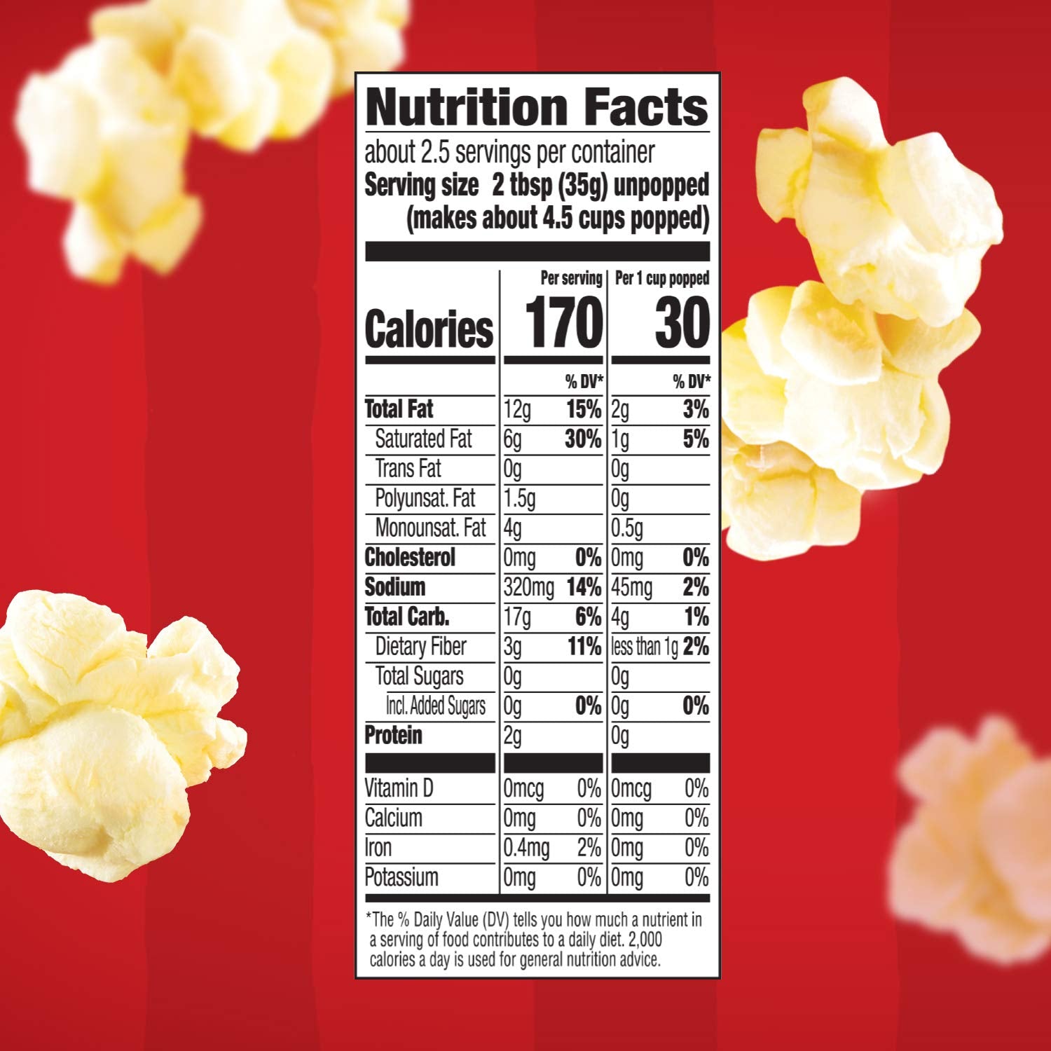 Orville Redenbacher’s Microwave Popcorn, Butter Flavor, 3g Fiber Per Serving, 3.29 oz., 36-Count