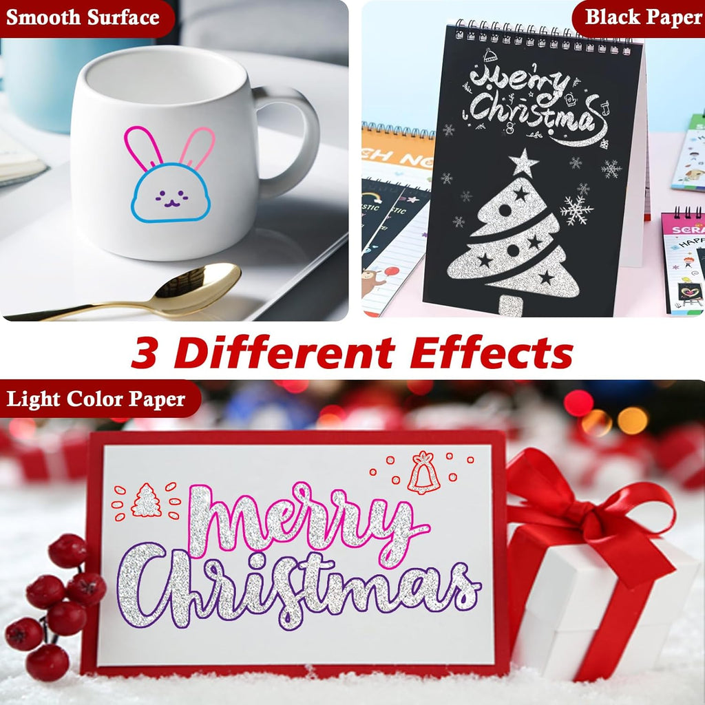Glitter Markers Outline Pens Metallic,12 Cute Art Supplies Kids 6-8 9-12 10-12 Year Old Tween Teen Girl Gifts Trendy Stuff,Arts Crafts Kids Ages 8-12,Crafts Girls 8-12 Shimmer Sparkle Cool Fun Drawing