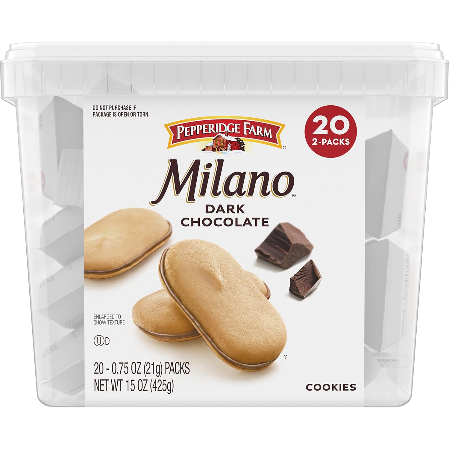 Pepperidge Farm Milano Cookies, Dark Chocolate, 20 Packs, 2 Cookies per Pack