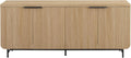 Walker Edison Reema Fluted 4-Door Kitchen Sideboard Buffet Console, 69 Inch, Coastal Oak