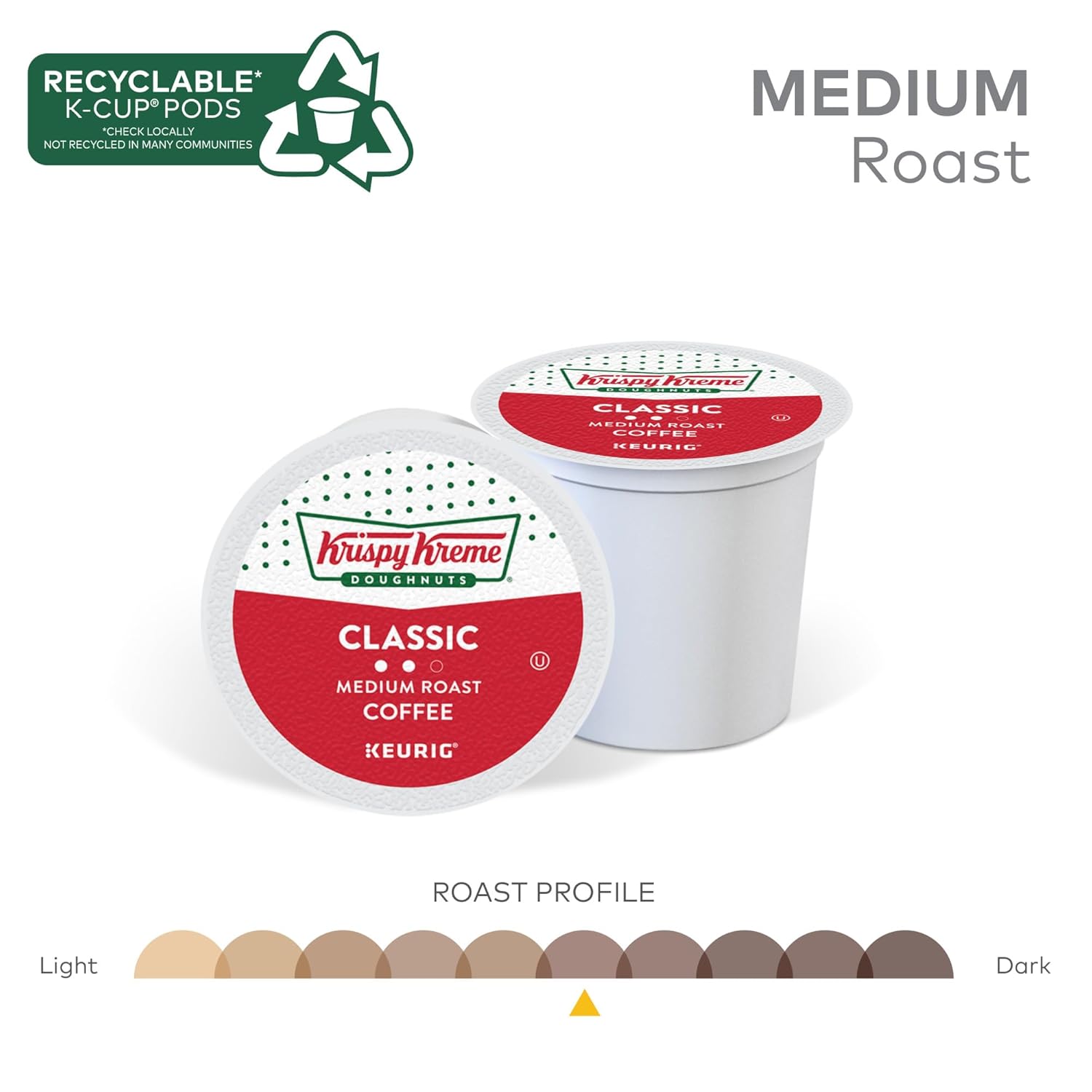 Krispy Kreme Classic, Single-Serve Keurig K-Cup Pods, Medium Roast Coffee, 32 Count