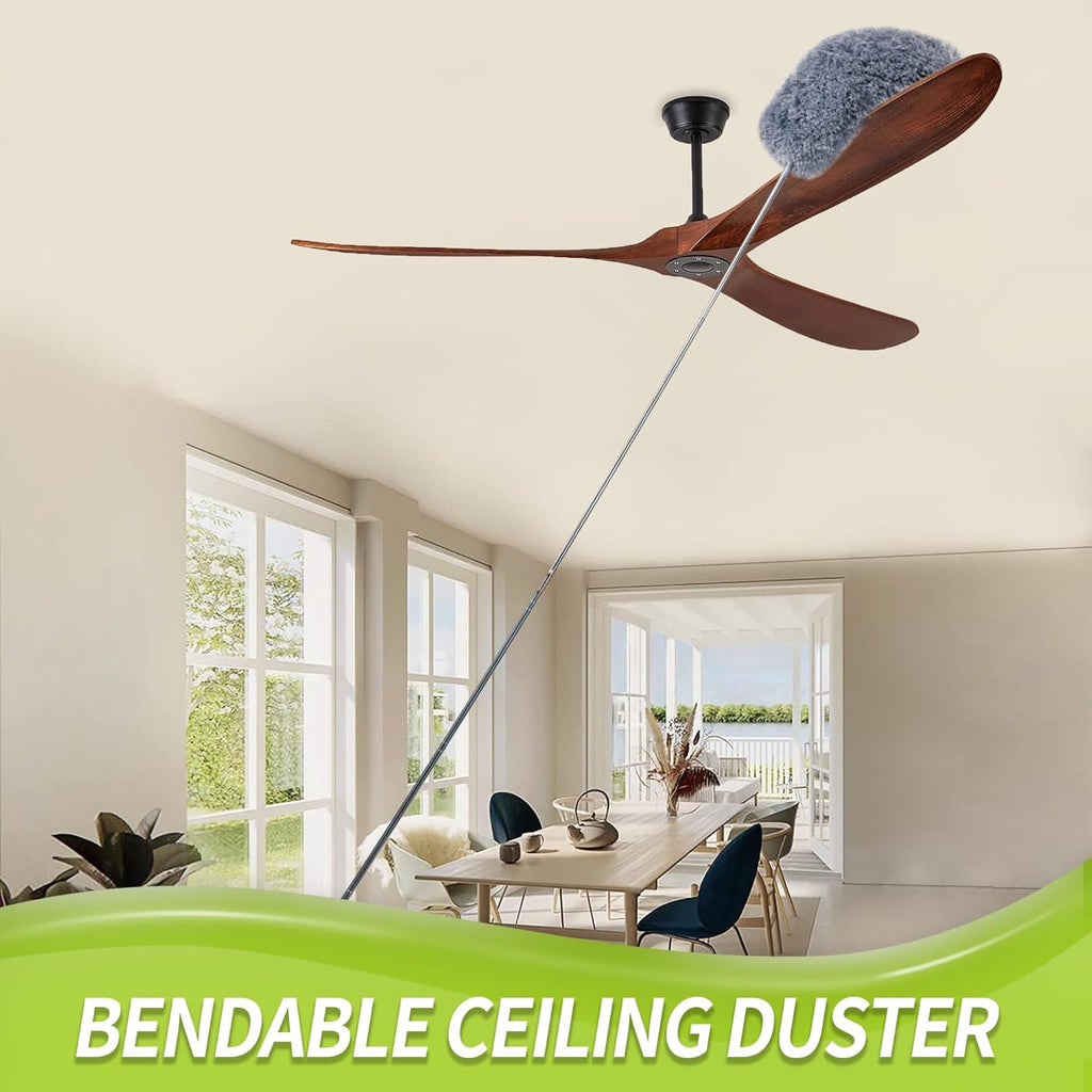 Cobweb Duster with Extension Pole, Spider Web Brush & Ceiling Cleaning Kit, 100" Microfiber Feather Duster Cleaner with Washable Head for Ceiling Fan, Furniture, Home
