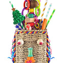 KATUMO Bird Toys, Parrot Grass Basket and Shredding Foraging for Parakeets, Cockatiels, Conures, Small and Medium Bird Cage Accessories
