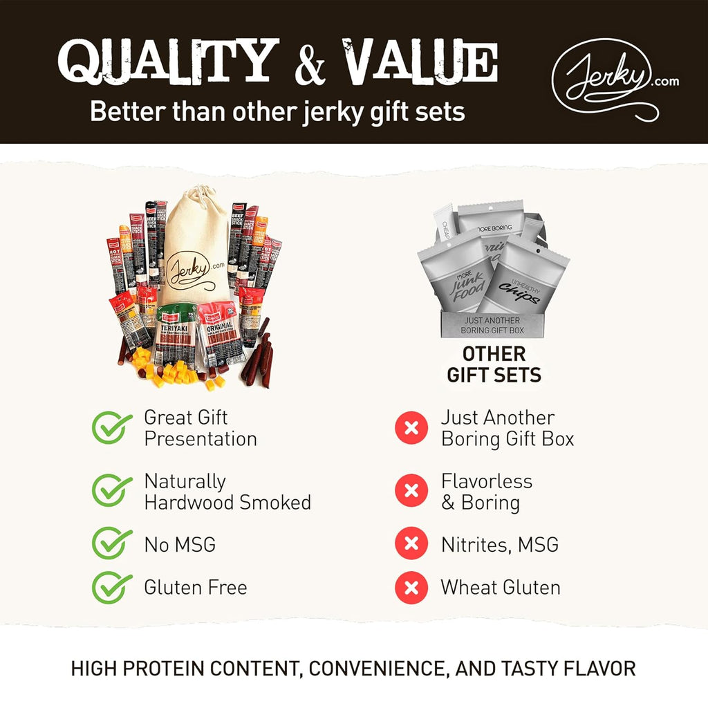 Jerky.com 26pc Meat Sticks Variety Pack | Healthy Snack for Adults | Low Sugar & High Protein | Gluten Free & Keto Meat Sticks | Pork, Turkey, Ham Beef Sticks & Cheese Sticks | Valentines Gifts for Him