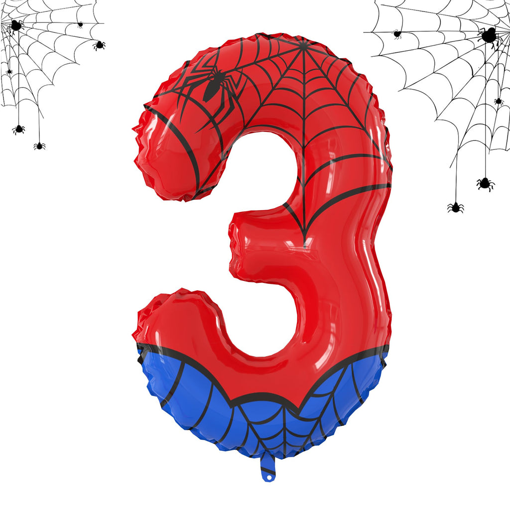 40 Inch Giant Spider Theme Number Foil Balloons - Large Number 3 Balloons for Kids' Birthday Anniversary Party Decorations Supplies (Numbers 0-9 Available)